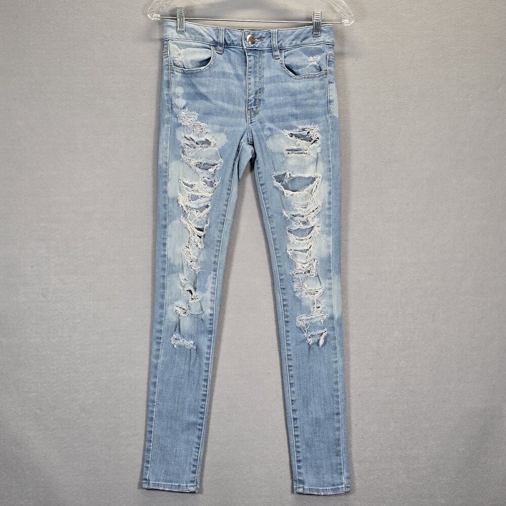 AMERICAN EAGLE  Hi Rise Jegging Super Stretch Distressed Size 4 ( 27 X 28.5)